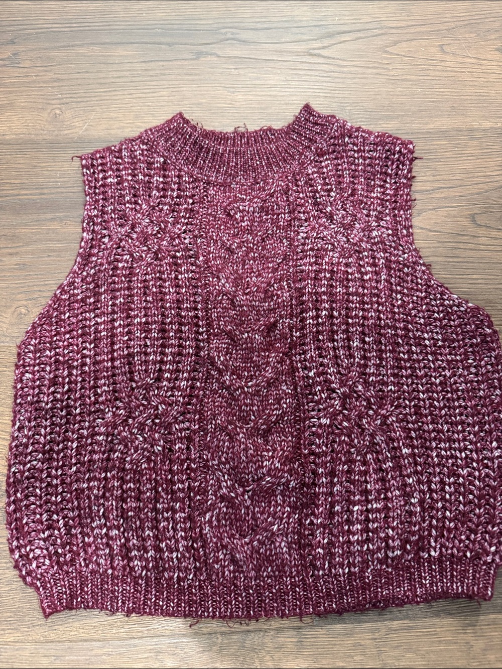 Pink Rose Marled Cable Knit Sleeveless Turtleneck - Berry Mix